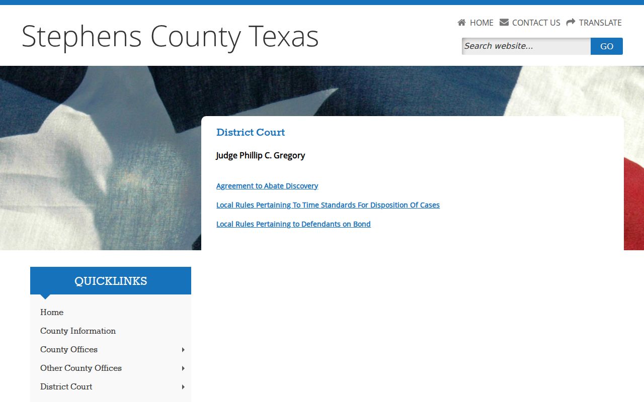Stephens County criminal court docket district court page