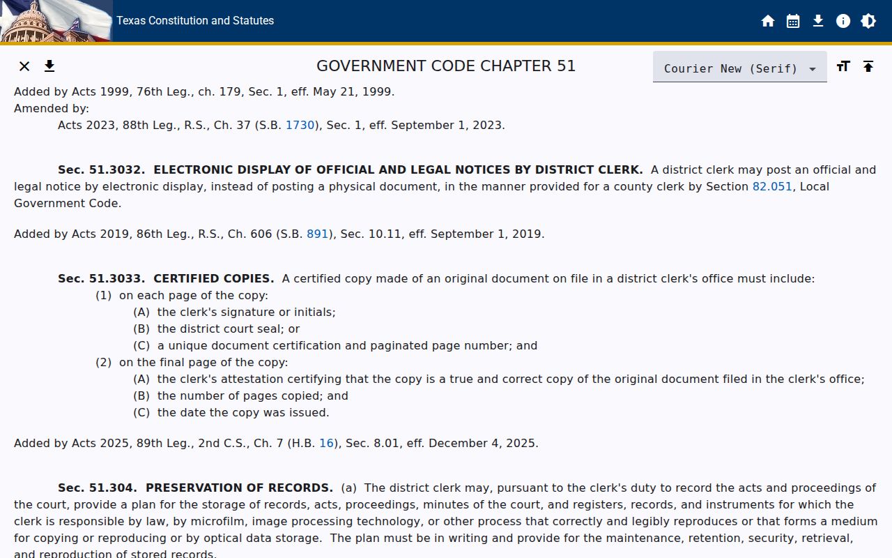 Stephens County civil court docket certified copy fee law