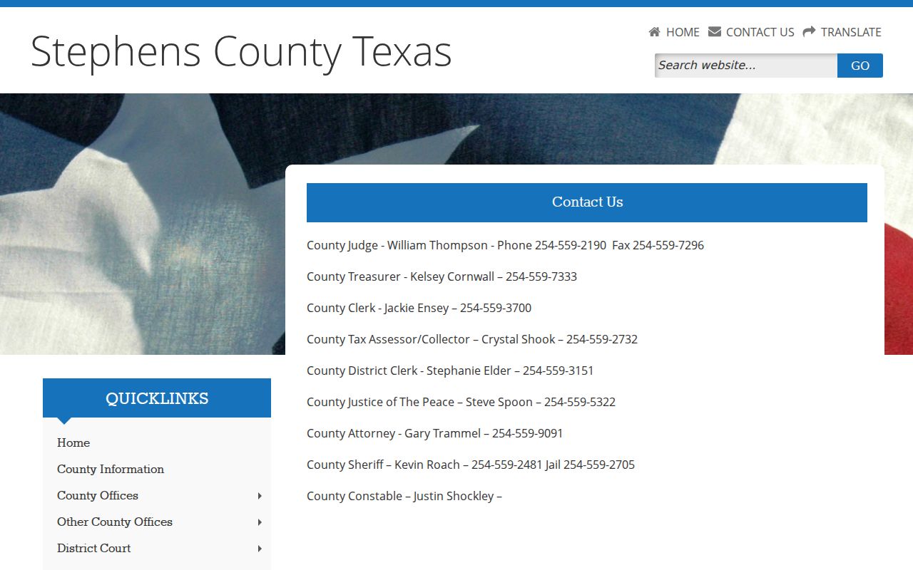Stephens County court docket clerk and court contact directory